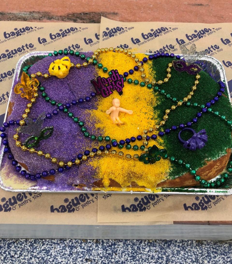 A King Cake at La Baguette Bakery in Memphis, TN.