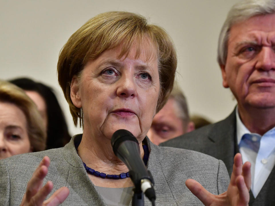 Angela Merkel speaks after exploratory talks on forming a new government broke down: AFP/Getty