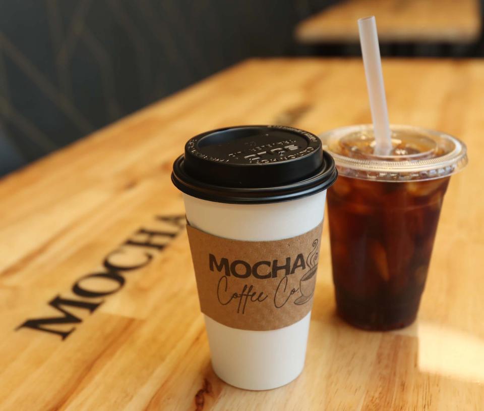 A coffee and cold brew at the Mocha Coffee Co., owned by Brittany and Dre Wiley, in Macedonia.