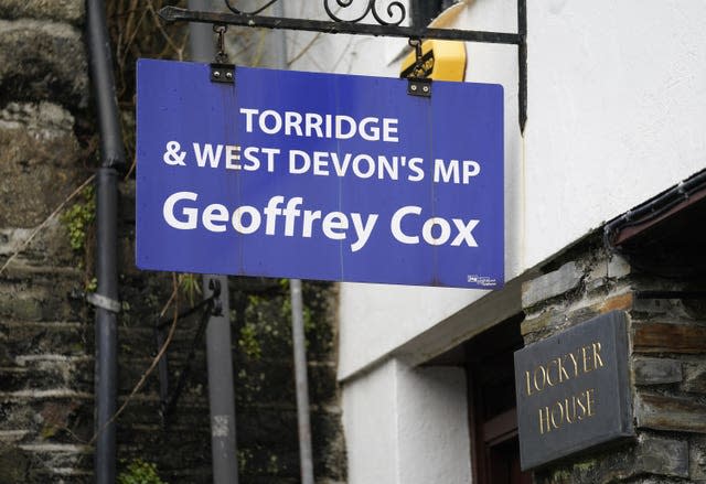 A view of the constituency office in Tavistock, Devon, of former Cabinet minister Sir Geoffrey Cox