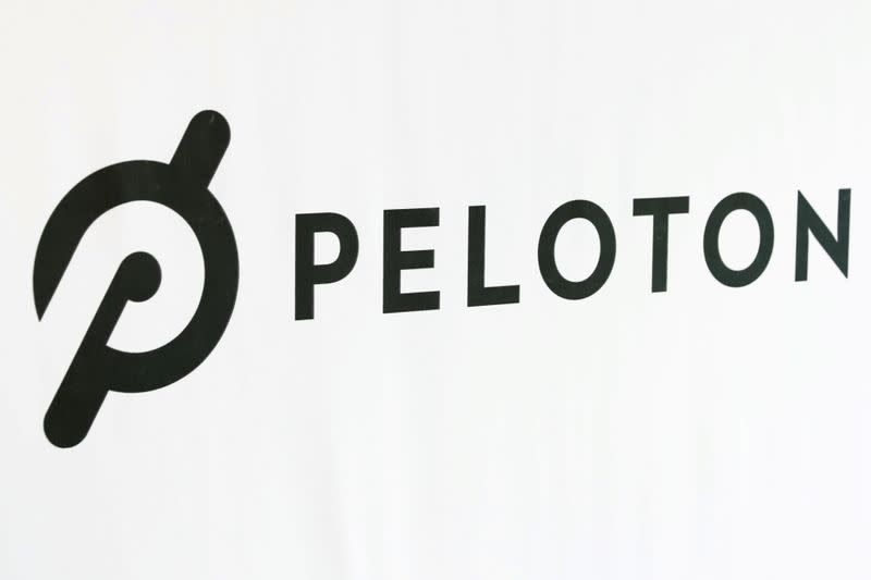 FILE PHOTO: A Peloton logo is seen after the ringing of the opening bell for the company's IPO at the Nasdaq Market site in New York City