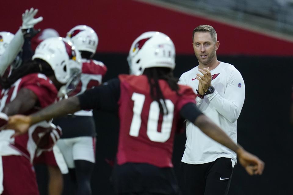 Arizona Cardinals coach Kliff Kingsbury is looking for his first NFL playoff appearance. (AP Photo/Ross D. Franklin)