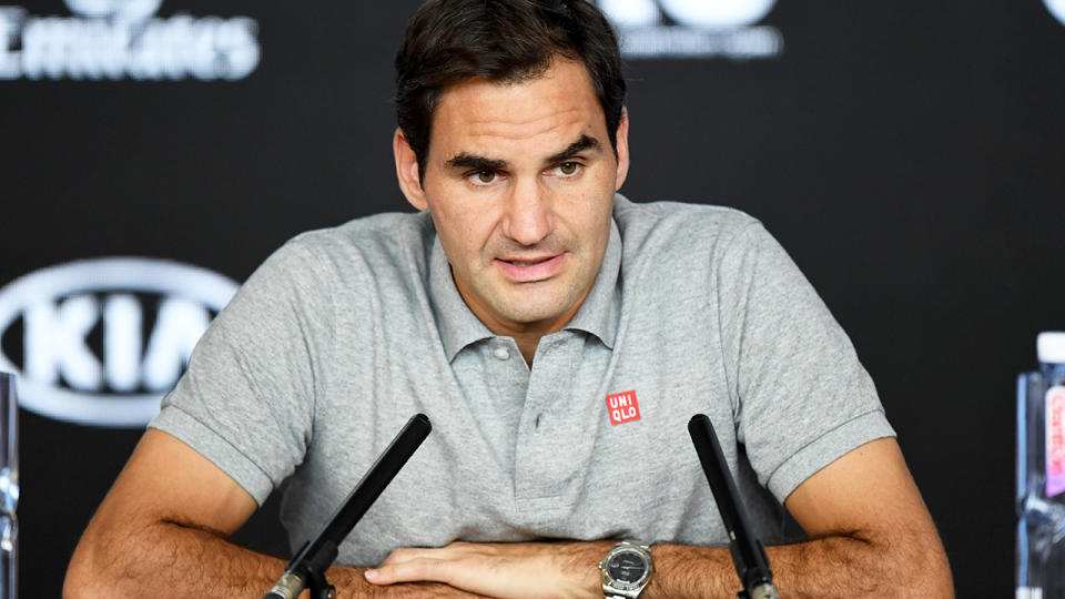 Roger Federer, pictured here speaking to the media at the Australian Open in January.