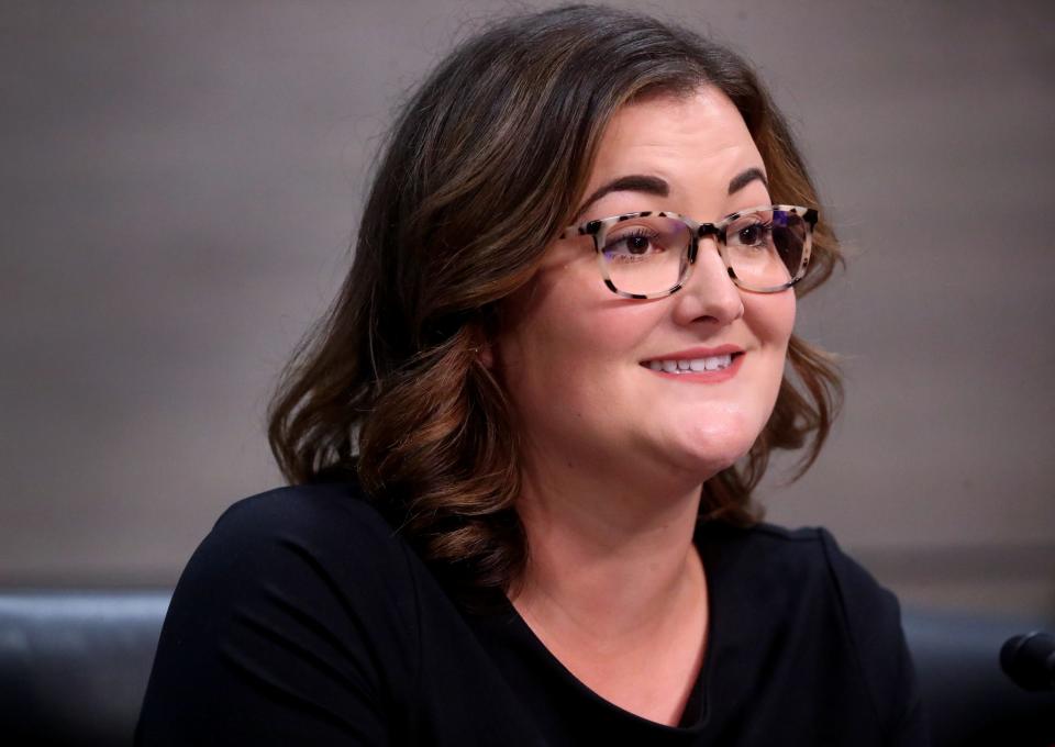 Murfreesboro City Council candidate Jami Averwater speaks during a political forum for Murfreesboro City Council candidates, on Tuesday, June 7, 2022, at City Hall in Murfreesboro. The event was hosted by the League of Women Voters in partnership with Murfreesboro CityTV.