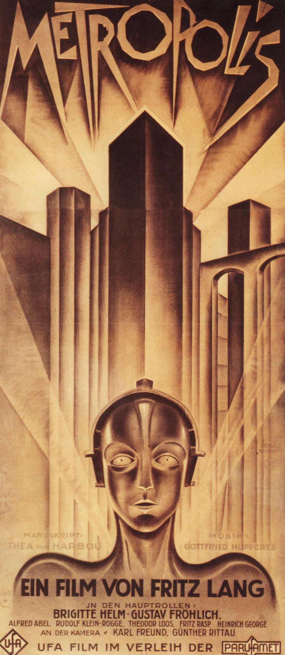 Von vielen Kennern wird das von Grafik-Künstler Heinz Schulz-Neudamm designte Poster zum Stummfilm-Klassiker "Metropolis" als das schönste Filmplakat aller Zeiten gefeiert. Entsprechend teuer wird es gehandelt. Eine Version mit deutschem Schriftzug wurde im Jahr 2000 für fast 300.000 Euro verkauft. Eine zweite, internationale Fassung ohne Schrift ist mehr wert als alle anderen Filmposter: Leonardo DiCaprio soll das Stück im Jahr 2005 für fast 578.000 Euro gekauft haben. (Bild-Copyright: Ufa/Kobal/REX/Shutterstock)