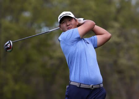 May 16, 2019; Bethpage, NY, USA; Danny Lee plays his shot from the 12th tee during the first round of the PGA Championship golf tournament at Bethpage State Park - Black Course. Mandatory Credit: Peter Casey-USA TODAY Sports