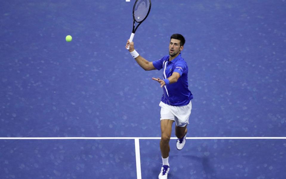 Novak Djokovic of Serbia returns a volley during his Menâ€™s Singles third round match against Jan-Lennard Struff of Germany on Day Five of the 2020 US Open at USTA Billie Jean King National Tennis Center - GETTY IMAGES