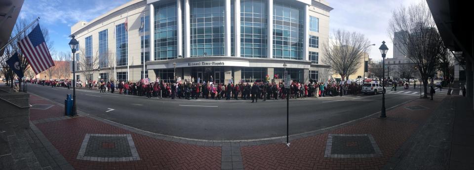 Teachers from across Virginia marched to the state Capitol in Richmond to call for higher salaries and more funding for public schools.