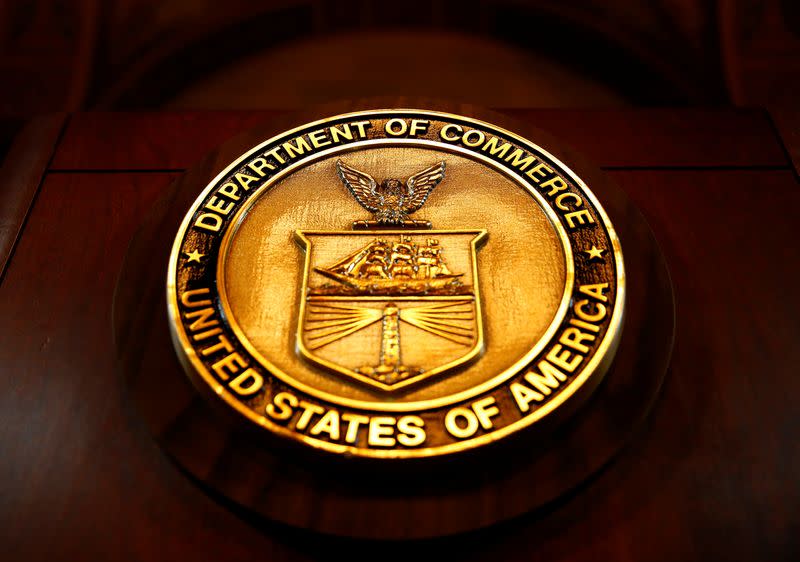 FILE PHOTO: The seal of the Department of Commerce is pictured in Washington