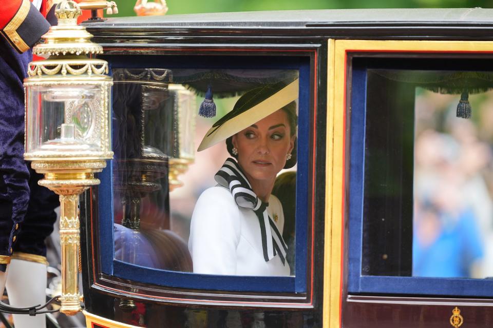 the princess of wales travels along the mall to the trooping the colour ceremony at horse guards parade, central london, to celebrate king charles iii's official birthday on her first official engagement since her diagnosis for cancer picture date saturday june 15, 2024 photo by james manningpa images via getty images