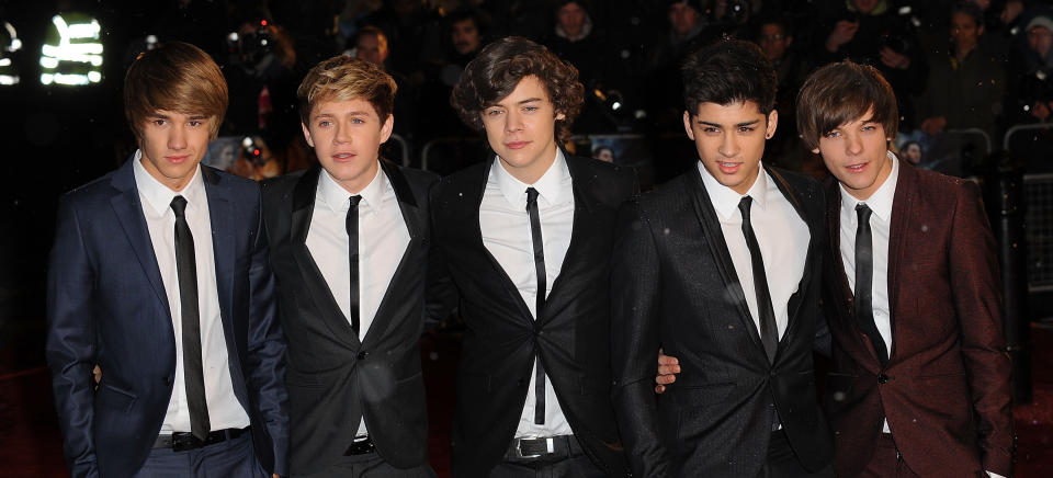(L-R) Liam Payne, Niall Horan, Harry Styles, Zain Malik  and Louis Tomlinson of 'One Direction'  attend the royal premiere of 'The Chronicles Of Narnia: The Voyage Of The Dawn Treader' at Odeon Leicester Square on November 30, 2010 in London, England. *** Local Caption ***