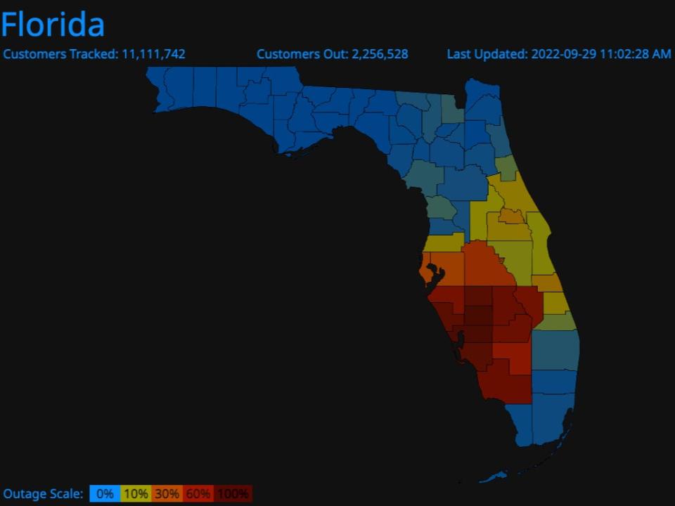 Power outage figures in Florida (Screengrab/poweroutage.us)