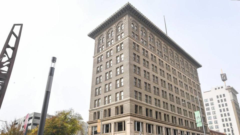 The Helm Building on Fulton and Mariposa streets in downtown Fresno was Fresno’s first high rise when it opened in 1914. Vacant for decades, the building now owned by Sevak Khatchadourian is going through renovations with hopes of creating loft apartments and retail space while preserving its historic architecture.