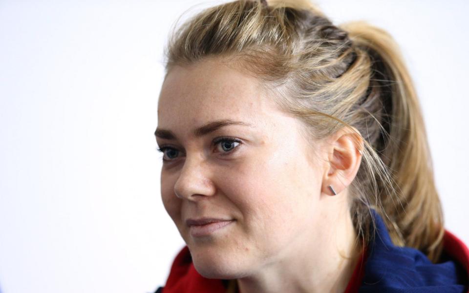 Jess Varnish of the Great Britain Cycling Team faces the media at the Manchester Velodrome during a Team GB Cycling media day on February 25, 2016 in Manchester, England - Getty Images/ Alex Livesey