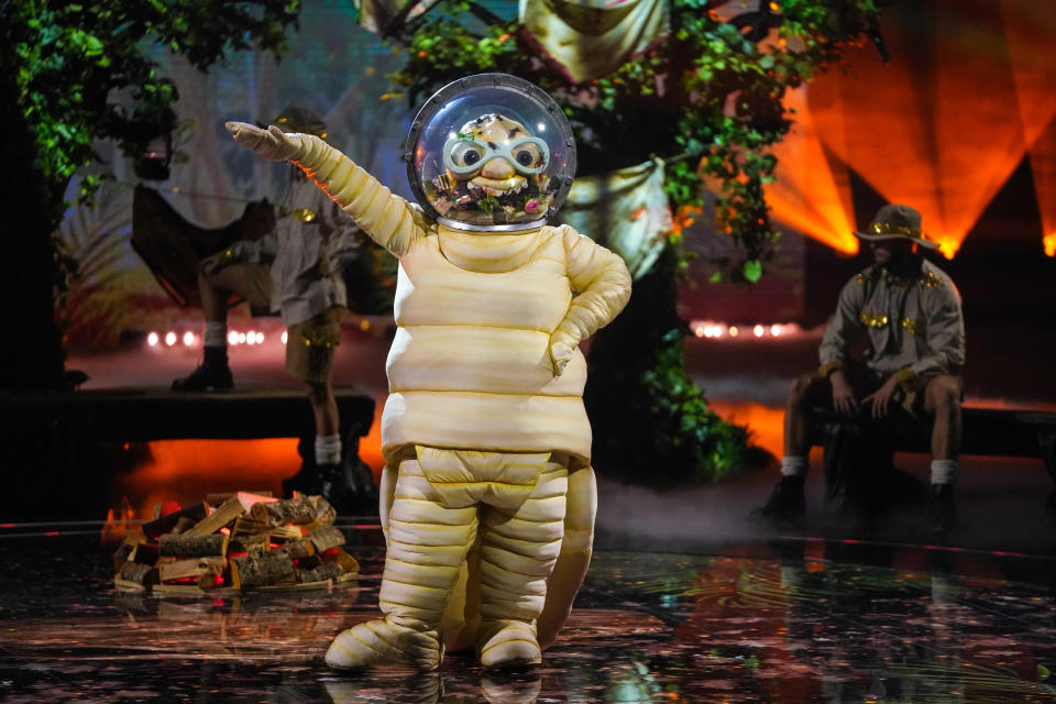 From Bandicoot TV

The Masked Singer: Iâ€™m A Celebrity Special on ITV and ITV Hub

Pictured: Witchetty Grub.

This photograph is (C) Bandicoot TV and can only be reproduced for editorial purposes directly in connection with the programme or event mentioned above, or ITV plc. Once made available by ITV plc Picture Desk, this photograph can be reproduced once only up until the transmission [TX] date and no reproduction fee will be charged. Any subsequent usage may incur a fee. This photograph must not be manipulated [excluding basic cropping] in a manner which alters the visual appearance of the person photographed deemed detrimental or inappropriate by ITV plc Picture Desk.  This photograph must not be syndicated to any other company, publication or website, or permanently archived, without the express written permission of ITV Picture Desk. Full Terms and conditions are available on the website www.itv.com/presscentre/itvpictures/terms

For further information please contact:
james.hilder@itv.com / 0207 157 3052