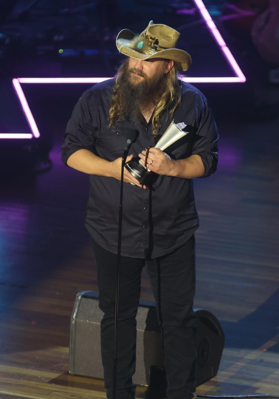 Chris Stapleton accepts the ACM Triple Crown Award during ACM Honors held Wednesday, August 23, 2023 at the Ryman Auditorium.