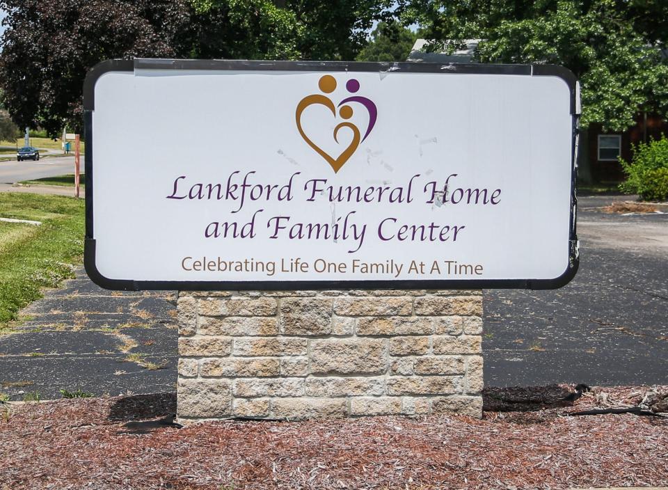 The Lankford Funeral Home and Family Center sign is shown in Jeffersonville on July 2, 2022.