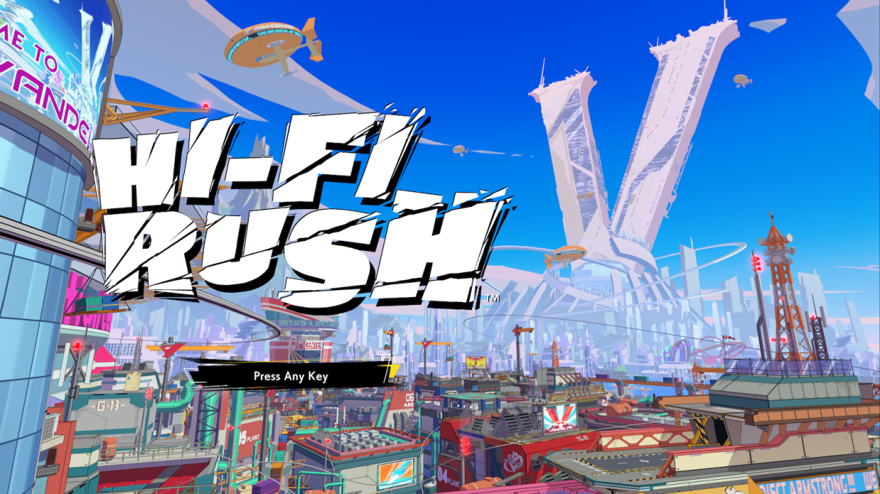 A screenshot of the title screen from the game Hi-Fi Rush