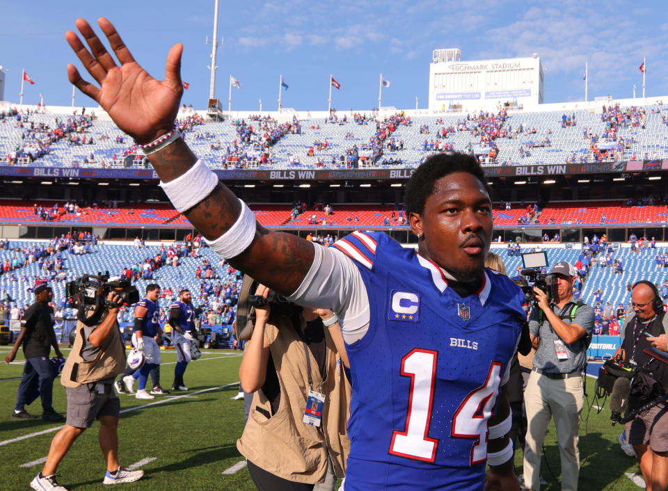 Stefon Diggs is ready to put on a show in London in Week 5. (Photo by Timothy T Ludwig/Getty Images)