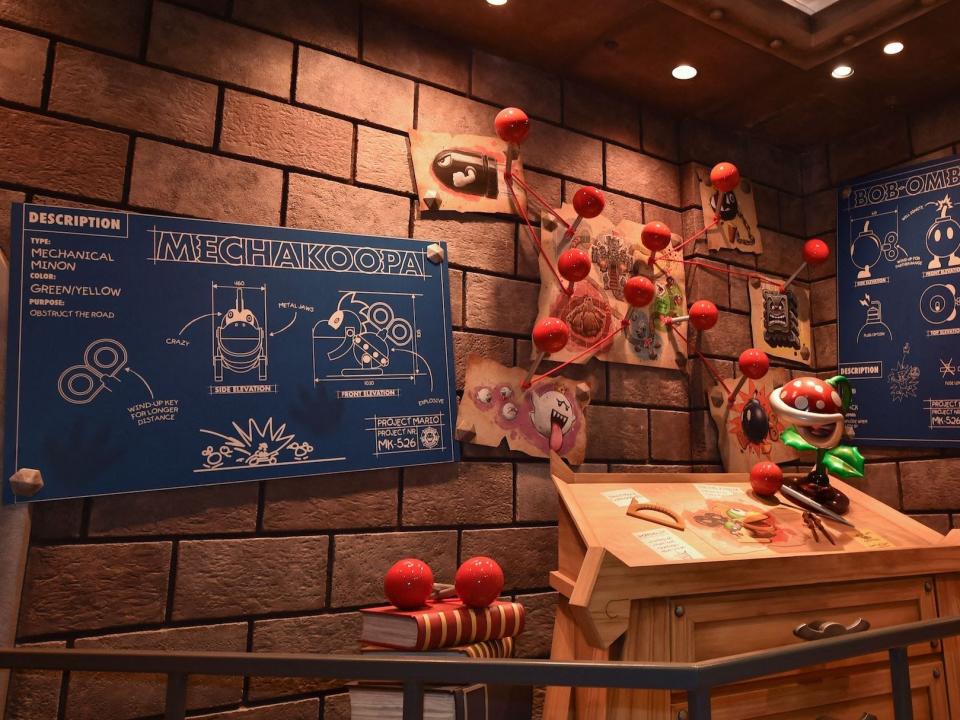 Mini sets are seen inside the access area for the Mario Kart Bowser's Challenge ride during a preview of Super Nintendo World at Universal Studios in Los Angeles, California, on January 13, 2023.