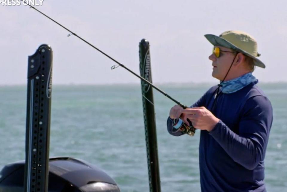 Celebrity chef Gordon Ramsay fishes in the flats off Key West while filming an episode of his National Geographic show Uncharted.