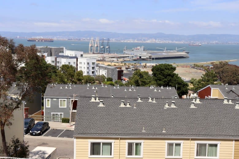 A majority-Black affordable housing complex in Bayview-Hunters Point overlooks a federal Superfund site. (Adam Mahoney/Capital B)