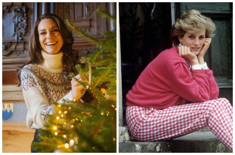 凱特王妃（左圖）經常讓人聯想起已故的黛安娜王妃（右圖）。（翻攝翻攝X@KensingtonRoyal、X@he_so_candid）