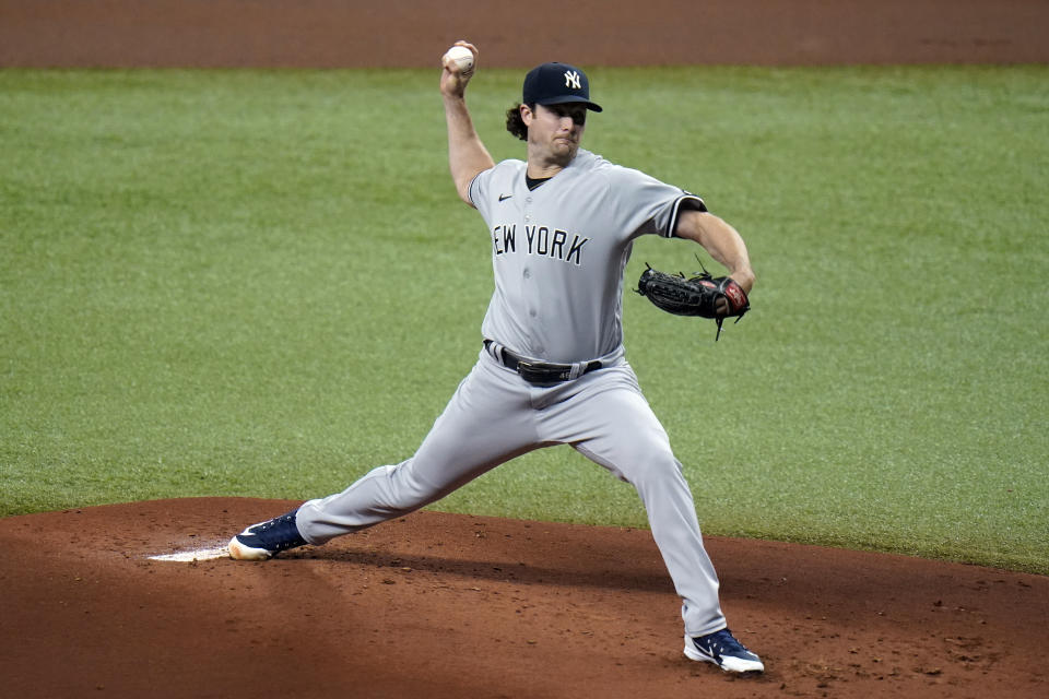 New York Yankees' Gerrit Cole 。 (AP Photo/Chris O'Meara)