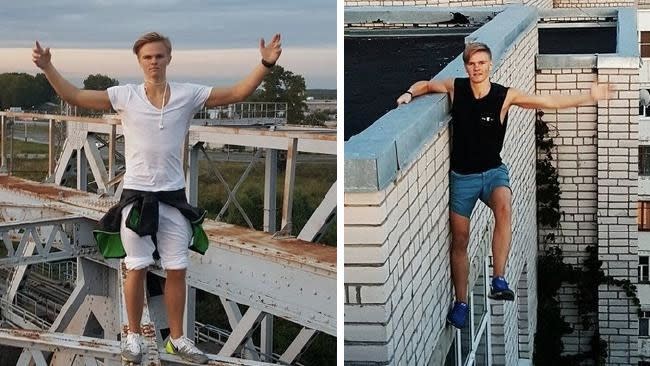 Andrey Retrovsky was hanging off the edge of a building when the rope snapped and he fell to his death. Photo: Instagram