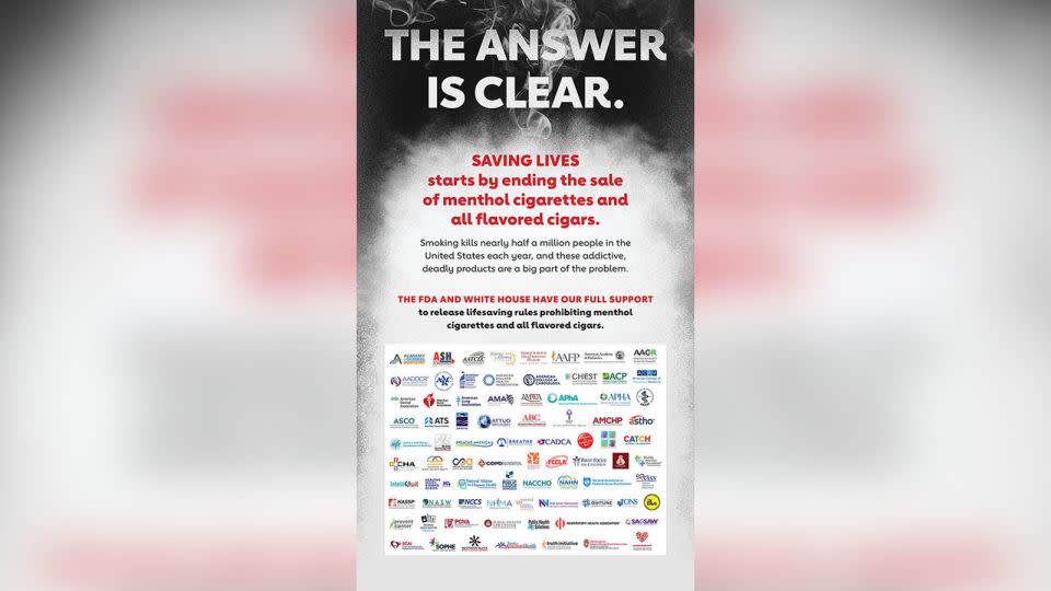 An ad supporting a ban on the sale of menthol cigarettes and flavored cigars. - Courtesy American Heart Association