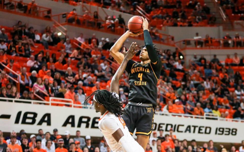 Wichita State’s Ricky Council IV hit a huge basket late in the second half against Oklahoma State. Council’s huge second half gave the Shockers a nine-point win.