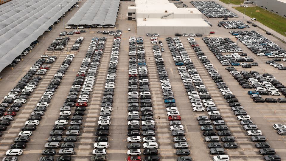 Completed vehicles outside a Volkswagen AG assembly plant in Chattanooga, Tennessee, on Wednesday, April 17. - Elijah Nouvelage/Bloomberg/Getty Images