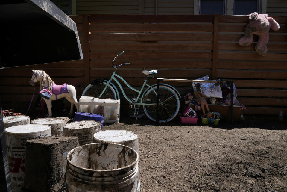 Toys lay out to dry in the sun Wednesday, June 15, 2022, in Red Lodge, Mont. (AP Photo/Brittany Peterson)