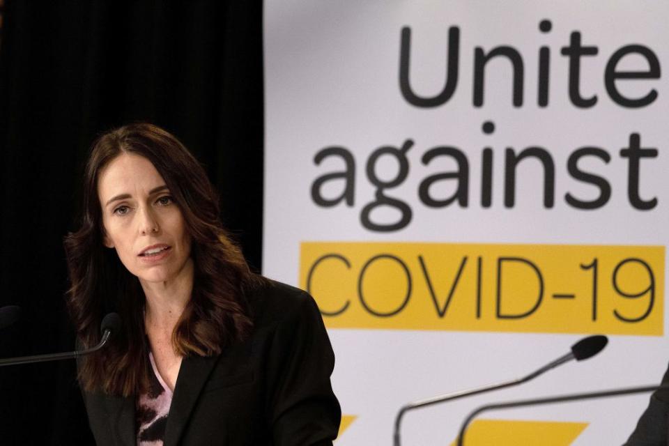 New Zealand's Prime Minister Jacinda Ardern speaks to the media during a press conference one day before the country goes on lockdown to stop any progress of the COVID-19 March 24, 2020. | Photo by Marty Melville—AFP via Getty Images