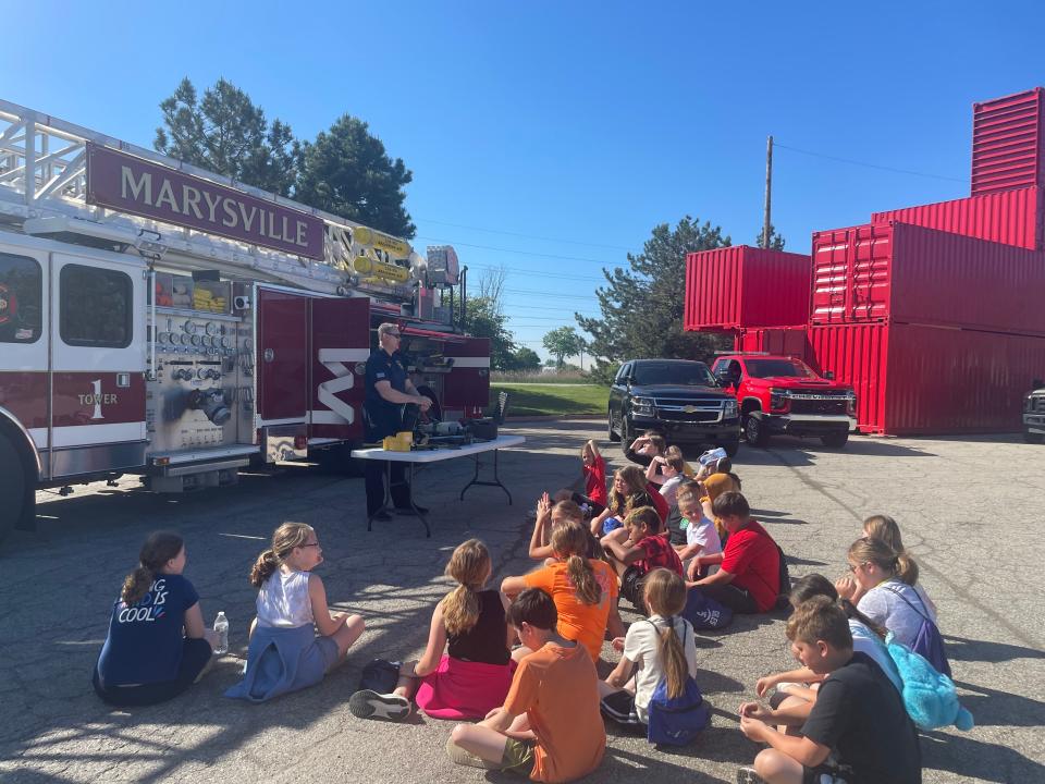 Washington Elementary School fourth graders at the Marysville Bike Rodeo on May 23, 2024.