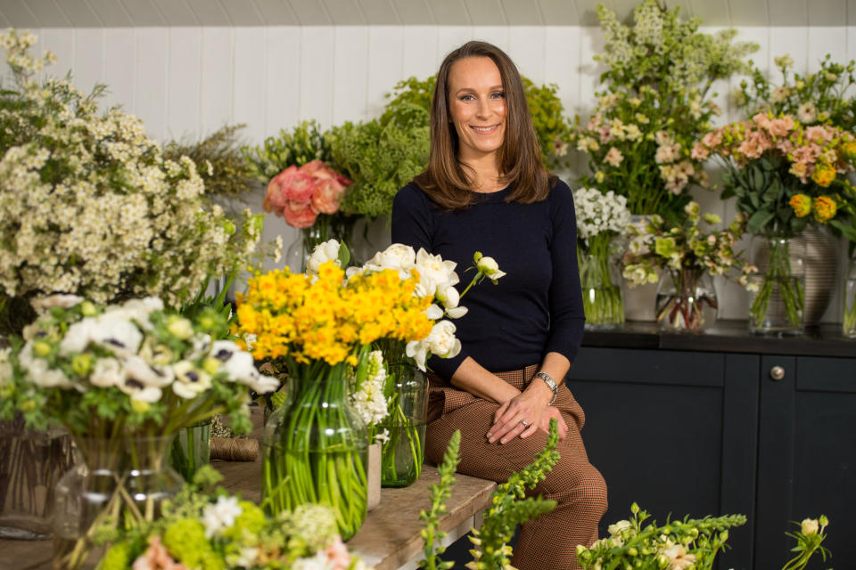 ATTENTION EDITORS - PICTURES EMBARGOED UNTIL 2301 GMT MARCH 31, 2018 AS REQUESTED BY KENSINGTON PALACE Florist Philippa Craddock, who has been chosen to create the floral displays for the wedding of Prince Harry and Meghan Markle, poses for a photograph in her studio in London, Britain, March 29, 2018. Picture taken March 29, 2018. Dominic Lipinski/Pool via Reuters TEMPLATE OUT