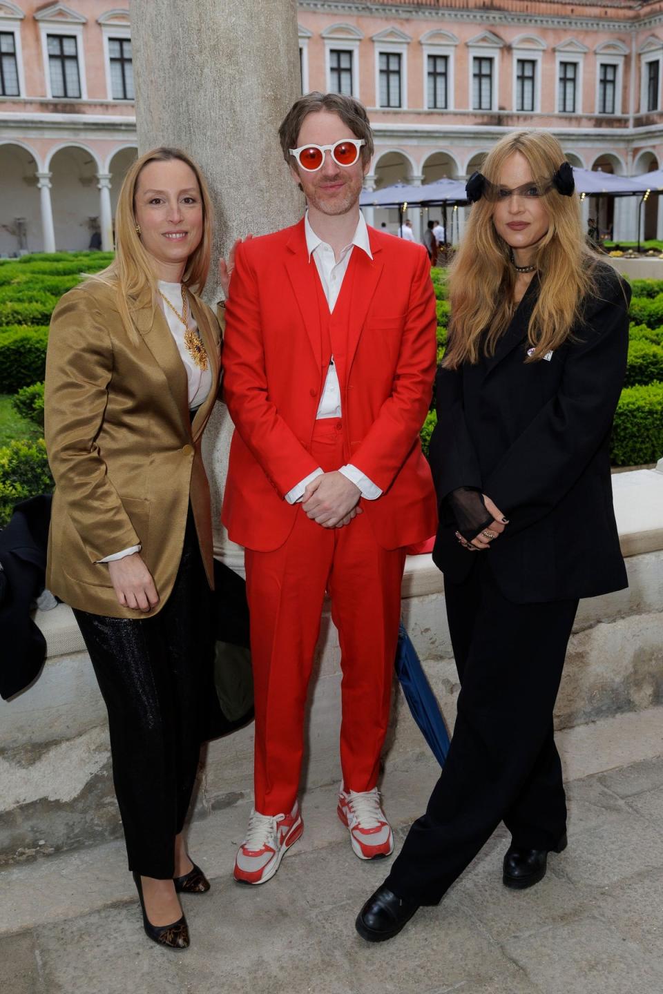 Philip Colbert with Adelaide de Clermont-Tonnerre and Charlotte Colbert at the Venice Biennale (Getty Images)