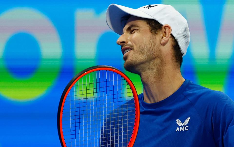 Andy Murray reacts after losing a point/Andy Murray says ‘this game isn’t for me anymore’ in crushing defeat by 18-year-old