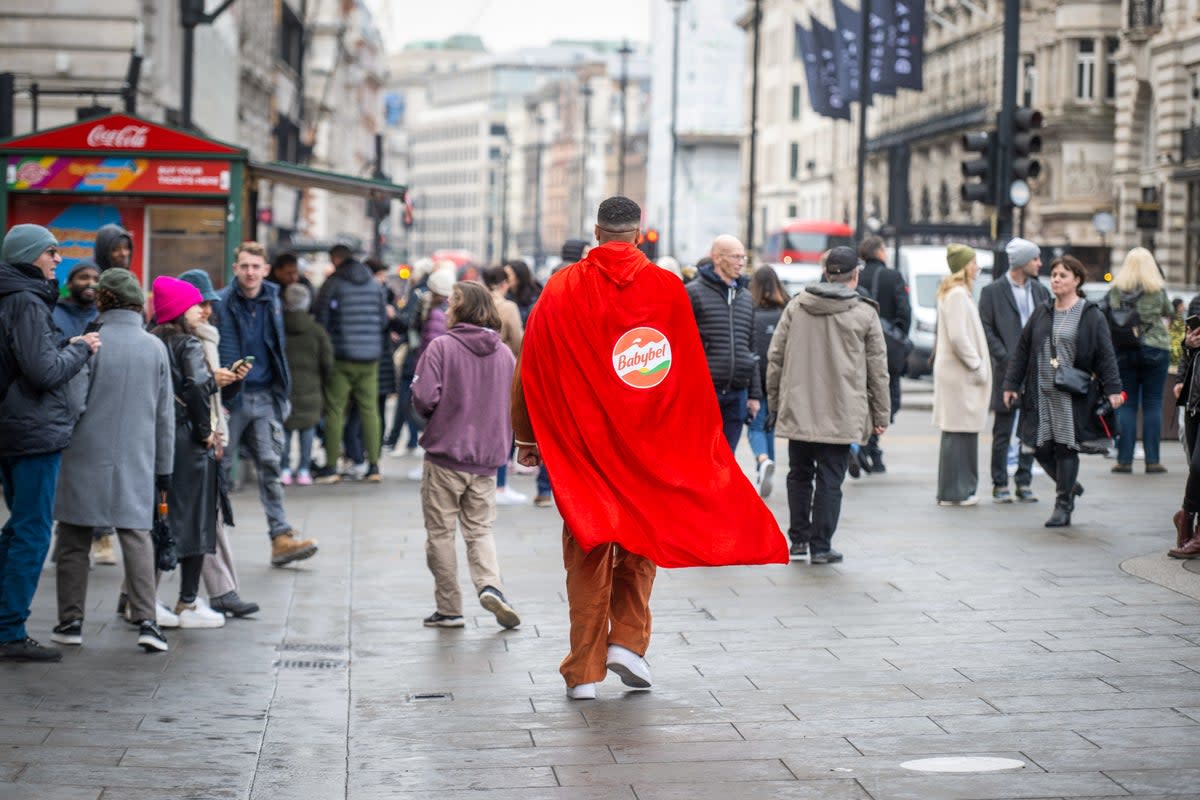 Babybel has teamed up with Diversity member, Jordan Banjo, who took to the streets of London to perform everyday heroic acts ( SWNS)