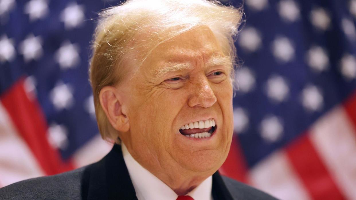 PHOTO: Former President Donald Trump speaks during a press conference March 25, 2024 in New York City.  (Michael M. Santiago/Getty Images)