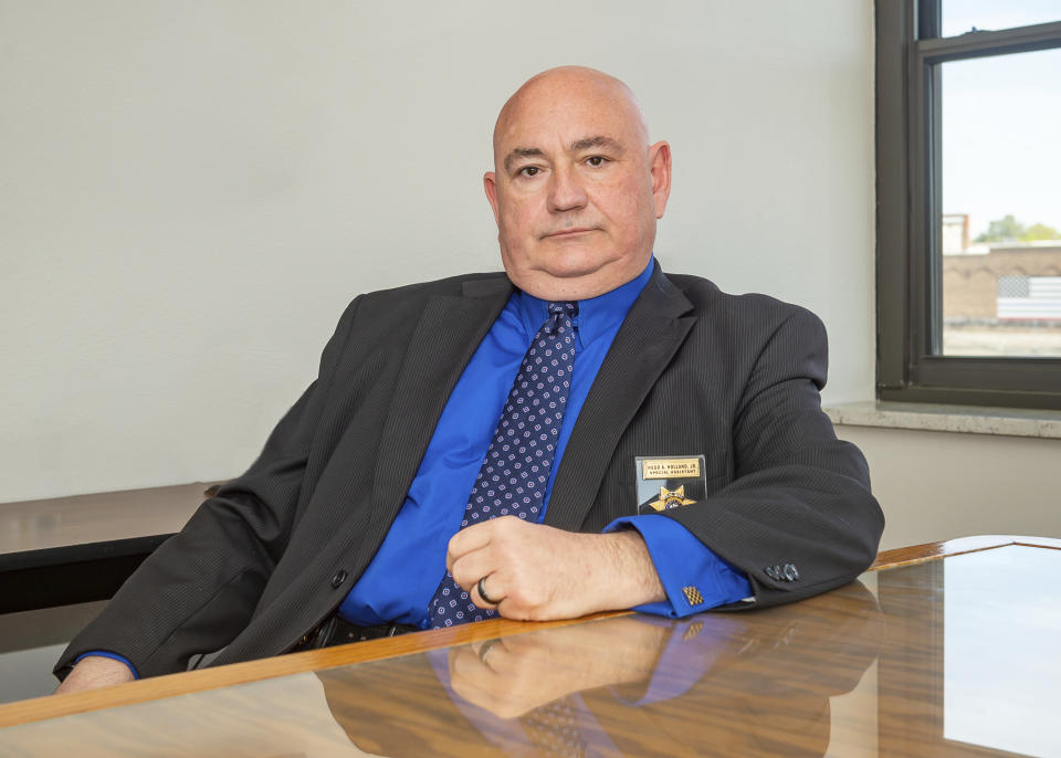 Union Parish special prosecutor Hugo Holland sits for a portrait in his office in Minden, La., on Friday, March 17, 2023. He says the concept of racial bias has no place in the Greene case or anywhere in the justice system. “Justice is justice. It doesn't make any difference what race the offender or the victim is. F——— race has got nothing to do with it. That's bull——.” (AP Photo/Scott Clause)