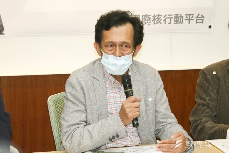 20211125-全國廢核行動平台召開「核四斷層事證確鑿，核四耐震遠遠不足」記者會，圖中為台大地質科學系教授陳文山。（蔡親傑攝）