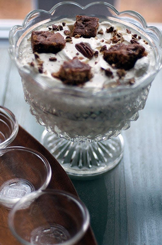 Lovina’s recipe for date-nut pudding can be made into a trifle for an elegant presentation.