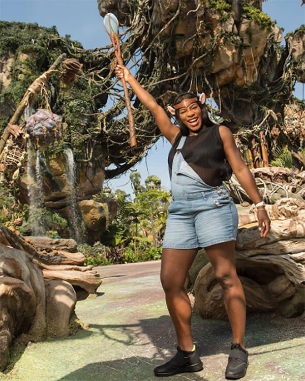 Serena Williams took her baby bump to Disney’s new Pandora attraction.