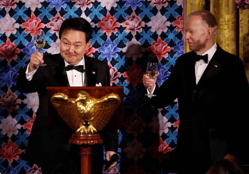 U.S. President Joe Biden hosts South Korea's President Yoon Suk Yeol at the White House