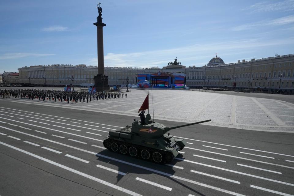 The T-34 was also the sole tank on display in last year’s parade (AP)