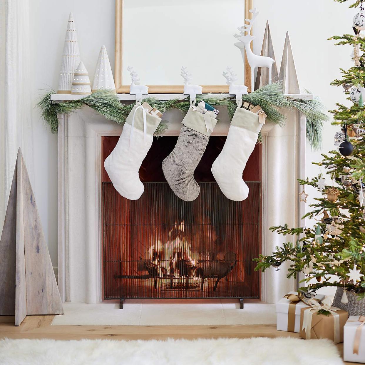 Crate &amp; Barrel Faux Long Needle White Pine Garland