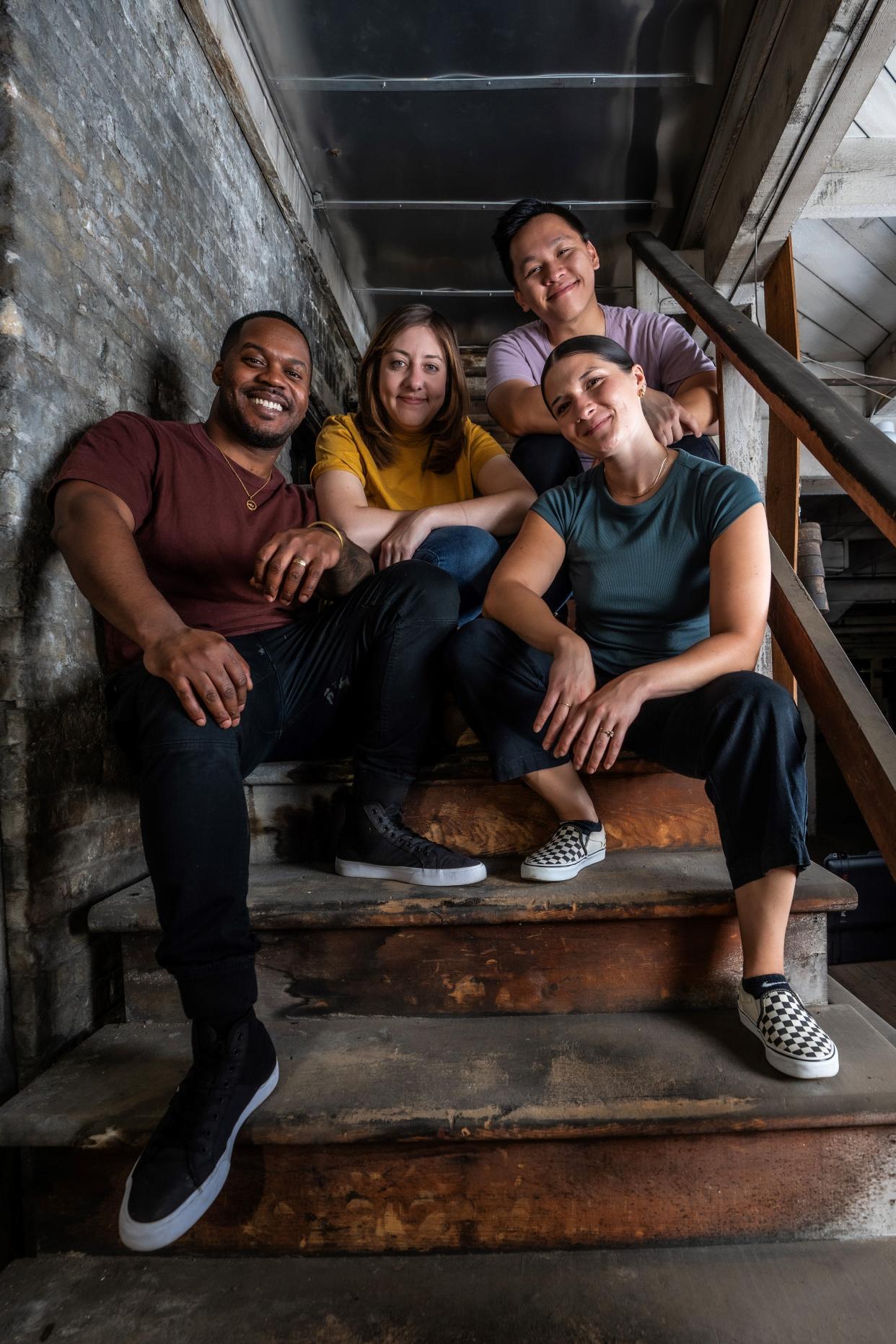 Dimonte Henning, Elyse Edelman, King Hang and Kelsey Elyse Rodriguez perform in Milwaukee Chamber Theatre's new play about the police station bombing of 1917.