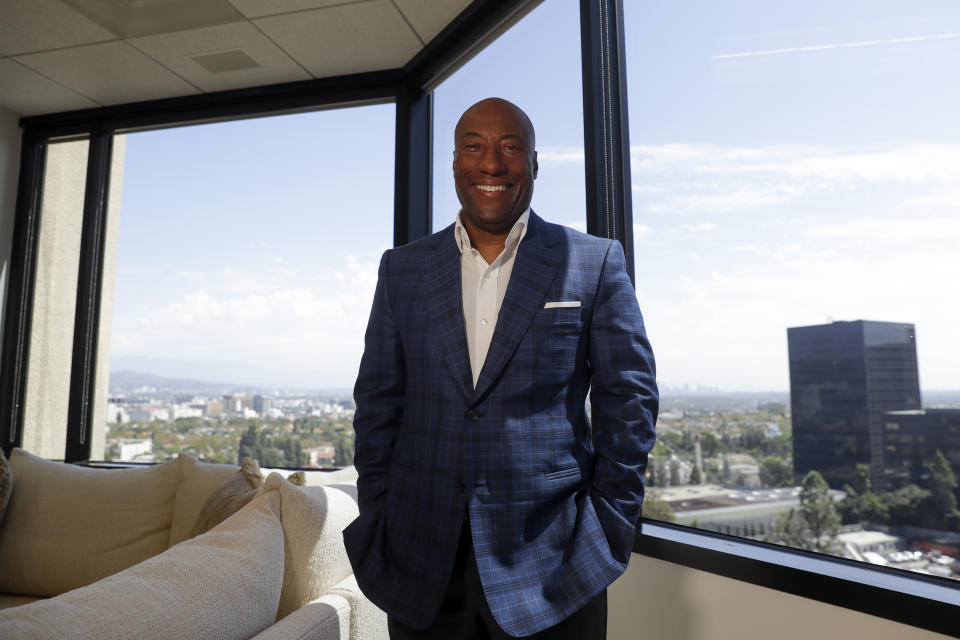 Comedian and media mogul Byron Allen poses for a picture Thursday, Sept. 5, 2019, in Los Angeles. The Supreme Court will hear arguments Nov. 13 in a $20 billion lawsuit Allen filed against Comcast, with the outcome also affecting a $10 billion case he filed against Charter Communications. If Allen wins, it will become easier for black-owned businesses to bring and win civil rights lawsuits like his that allege discrimination in contracting. (AP Photo/Chris Carlson)