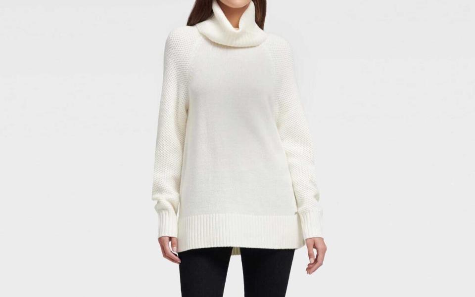 DKNY Turtleneck Sweater with Honeycomb Sleeves